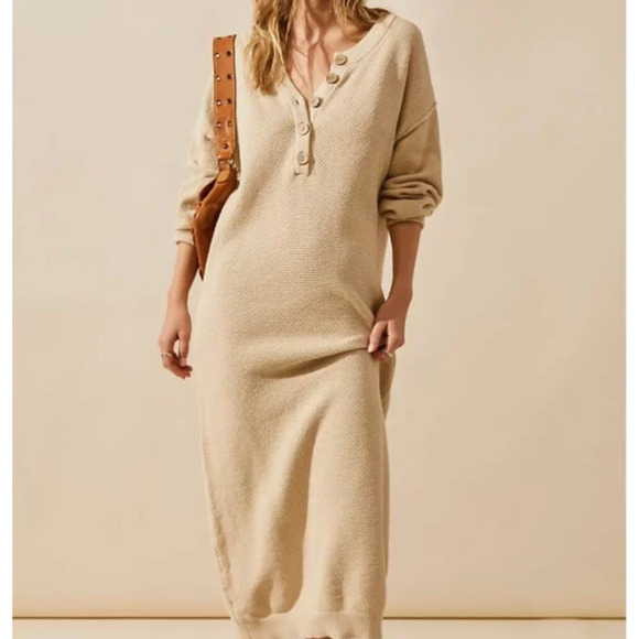 Free People Hailee Sweater Midi Dress Long Sleeve Free-Est XS
